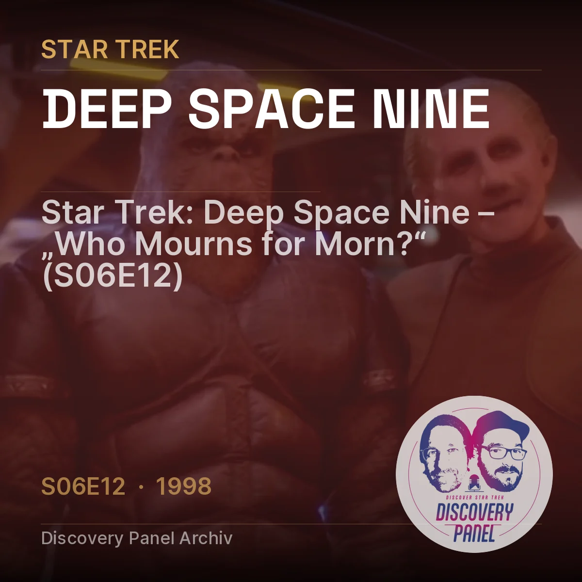Star Trek: Deep Space Nine, Episode „Who Mourns for Morn?“, mit Charakteren in der Raumstation.