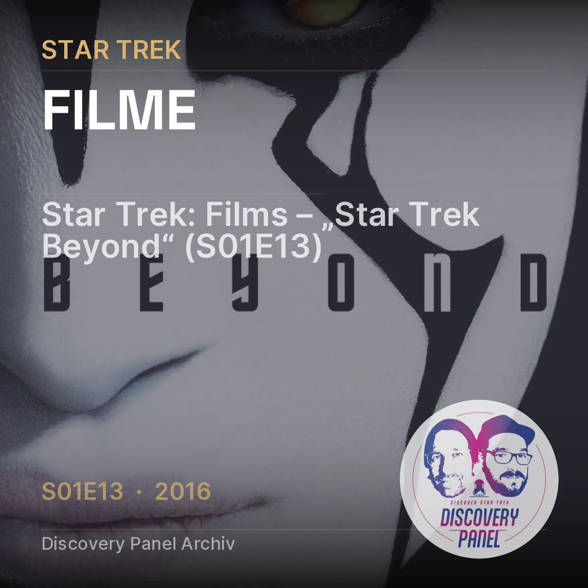Star Trek: Beyond, Folge S01E13, 2016, mit Fokus auf Film- und Serientitel.