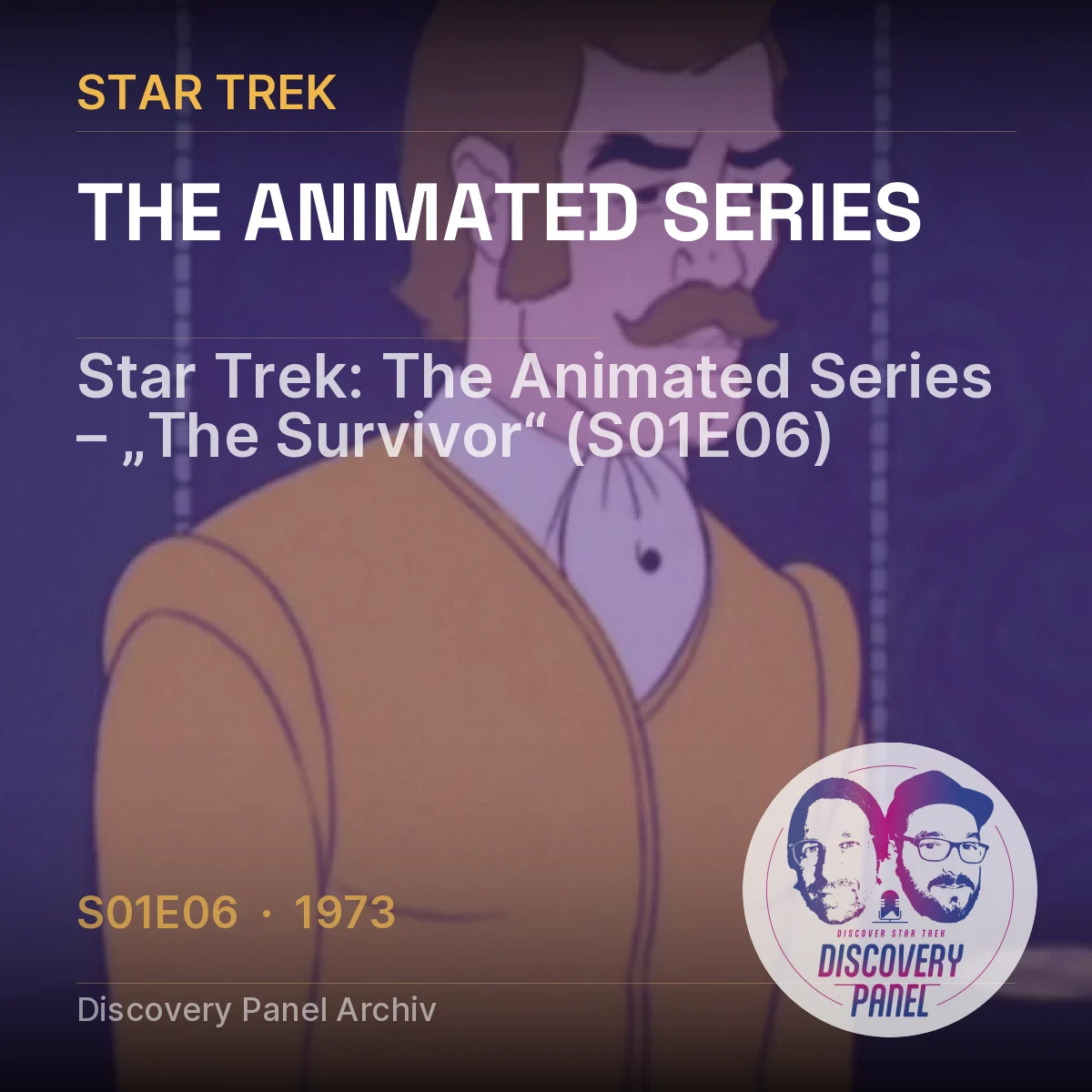 Mann mit Schnurrbart und Anzug in animierter Szene aus „Star Trek: The Animated Series“.