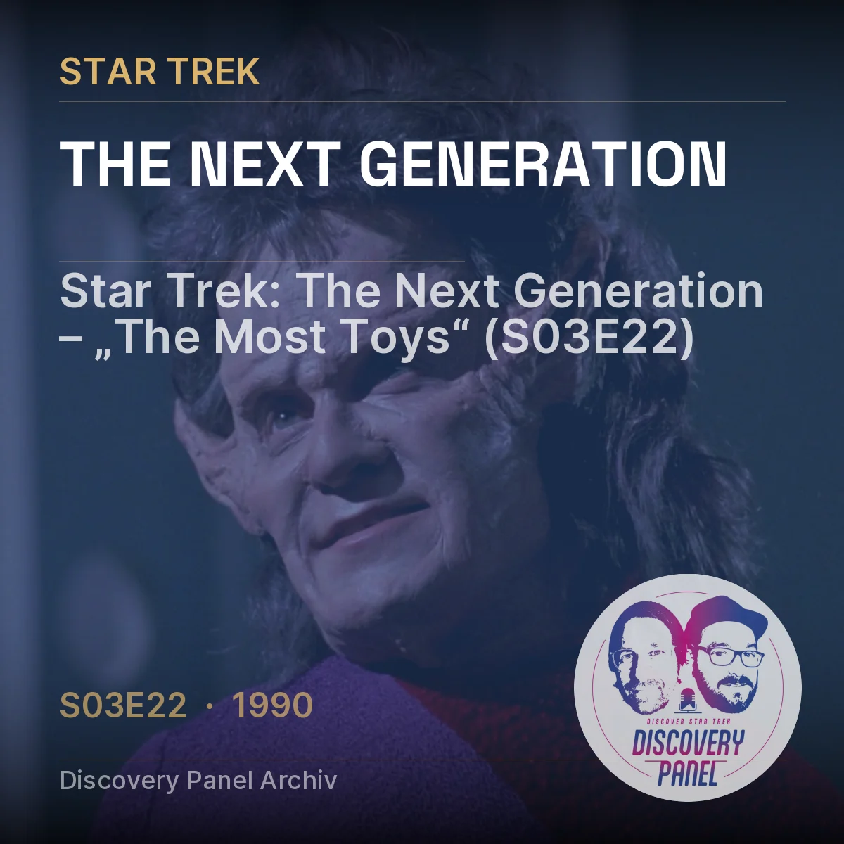 Ein Charakter aus Star Trek: The Next Generation mit angedeuteten humanoiden und alienhaften Merkmalen.