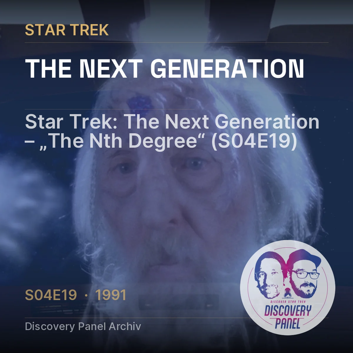 Mann mit leuchtenden Augen, aus der Episode „The Nth Degree“ von Star Trek: The Next Generation.